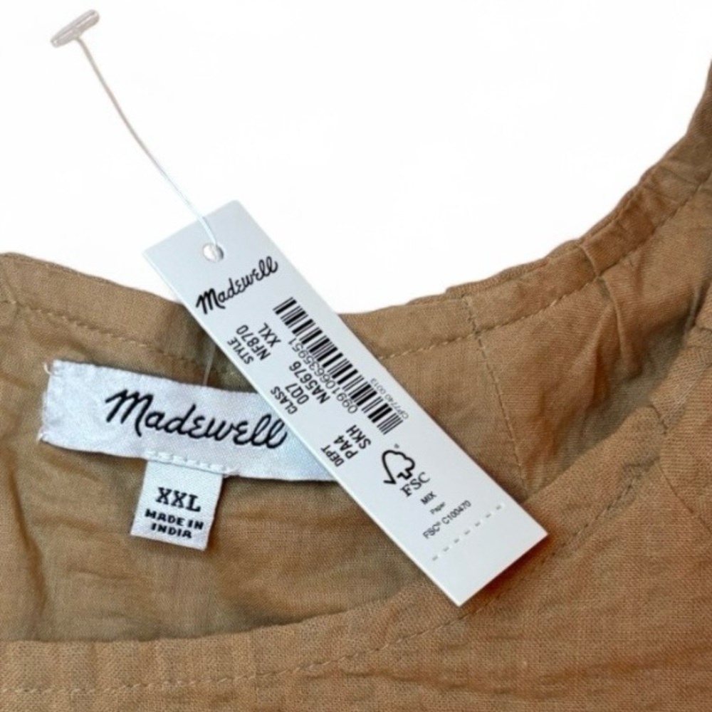 NWT Madewell Seersucker Puff-Sleeve Cutout Mini Dress XXL - Picture 10 of 10